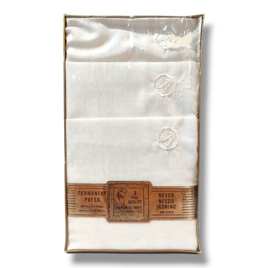 Vintage Men's Handkerchiefs Permanent Press No Iron Sealpackerchief Monogram A Etsy