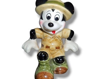 Walt Disney Vintage Topolino Safari Figurina in ceramica Giappone C2