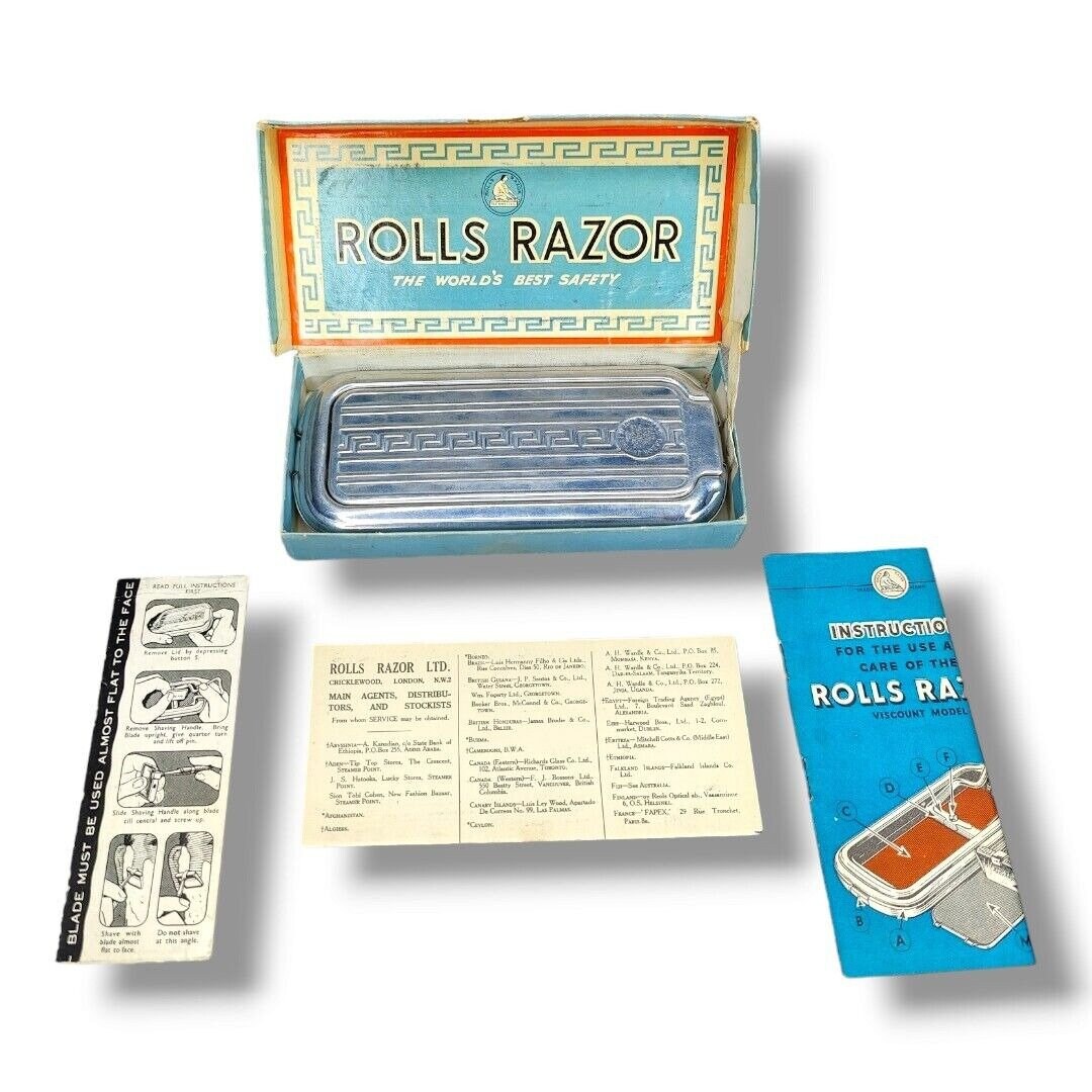 Rolls Razor Viscount Model Original Box Instructions Sharpening Stone ...