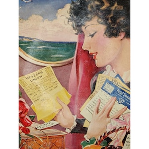 Vintage 1930s Henry Clive Art Deco Rare Pin-Up Textured Print Jazz Age Flapper 2