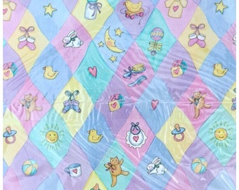 Vintage Carlton Cards Multicolor Baby Shower Unisex Gift Wrap Paper New A19