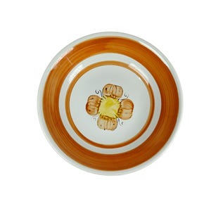 Vintage Keramik handbemalte Blumen Schale Orange Retro 70er Jahre Farben