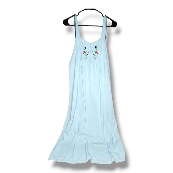 Vintage Sears Nightgown Blue Silky Nylon Long Wom… - image 1