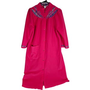 Vintage Vandemere Pink Robe House Coat Dress Floral & Plaid Detail Size Medium