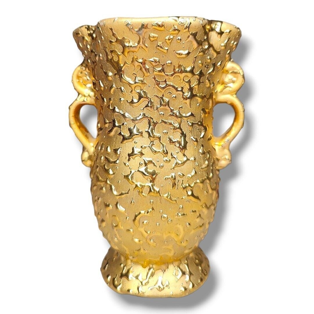 Weeping bright gold vase urn usa vintage hand decorated 22k gold c30 etsy