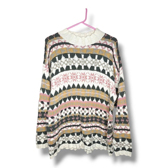 Vintage 80s 90s LL Bean Sweater Fair Isle USA Cot… - image 1