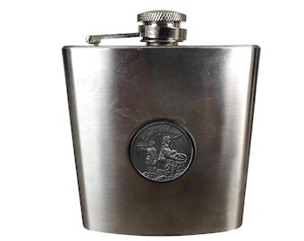 Vintage Edelstahl 6 Unzen Flasche mit gettysburg Gravur & sicherem Schraubverschluss