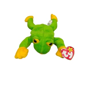 Ty Beanie Baby Smoochy Frog Green & Yellow Plush Stuffed Animal 1997 Retired