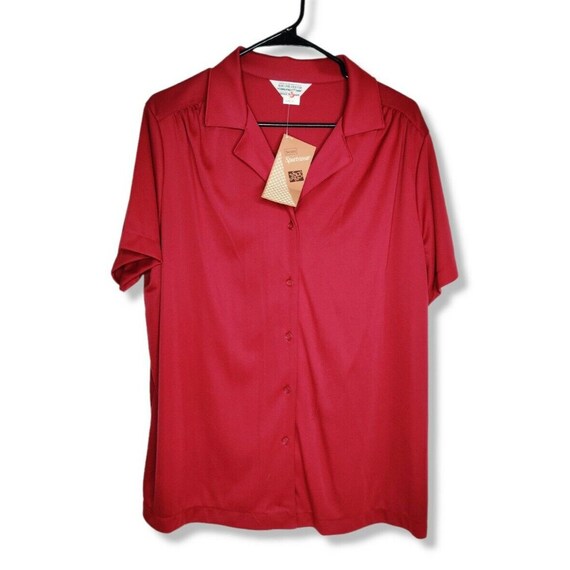 70s SEARS Ropa deportiva La camisa Perma Prest Mujer 2X 18 20 XXL Nuevo con etiquetas