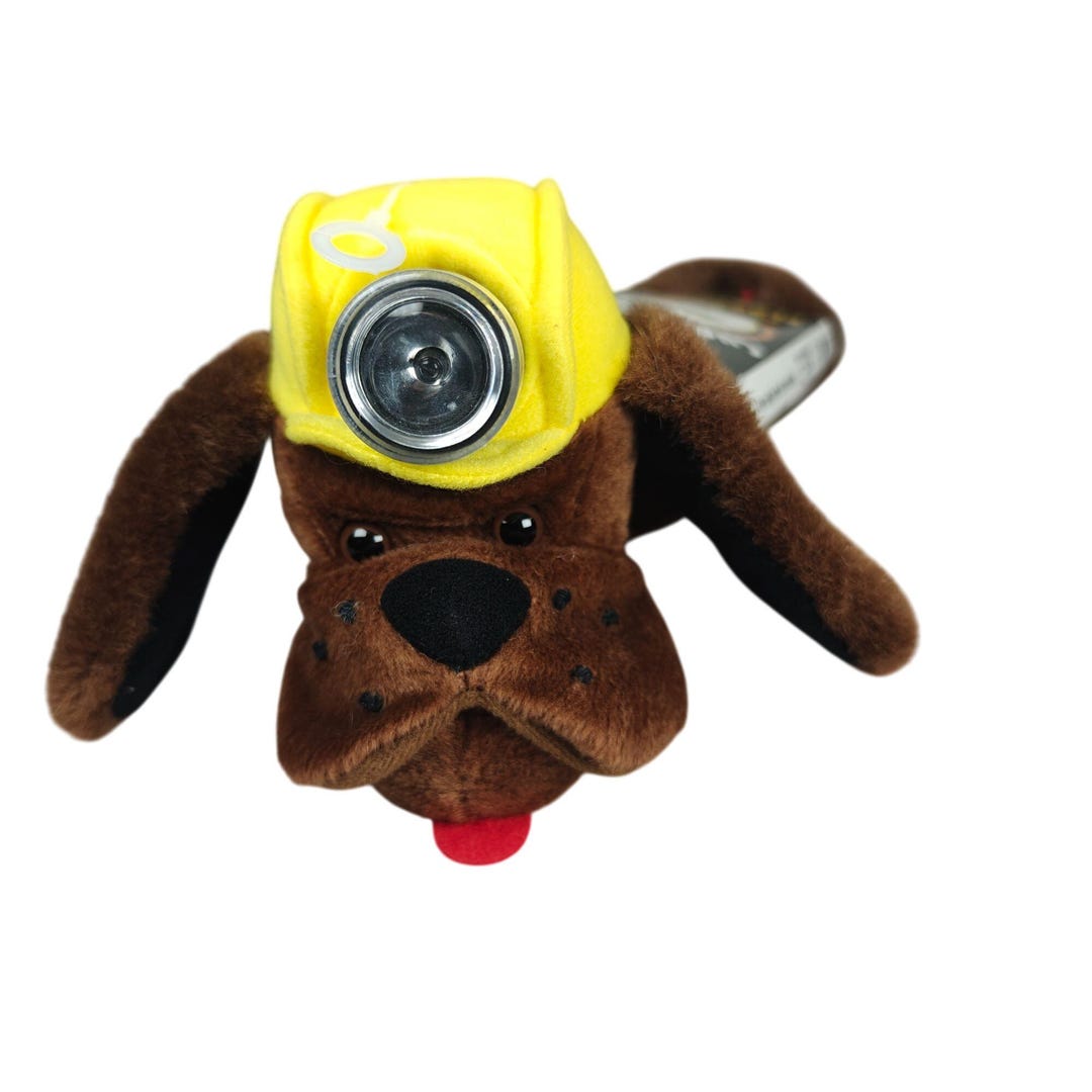 Stuffed Flashlight Cuddle-lite Furry Bendable Flashlight Dog Plush With Yellow Hard Hat - Etsy