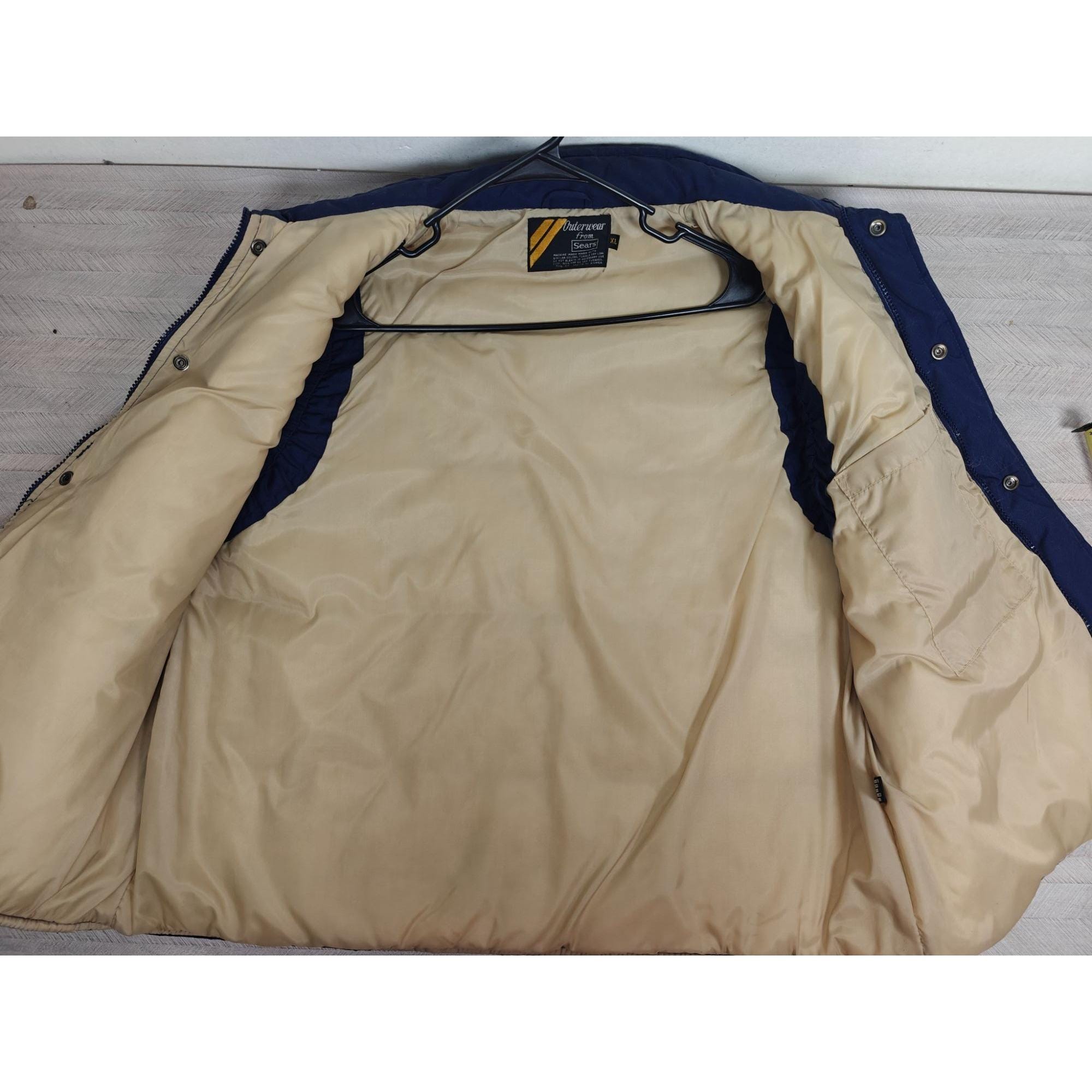 Vintage Sears Outerwear Men's XL Blue Quilted Sleeveless