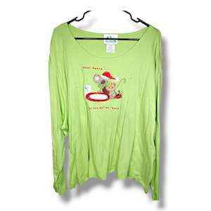 Vintage Quacker Factory Christmas Holiday Mouse Embellished Top Plus Size 3X