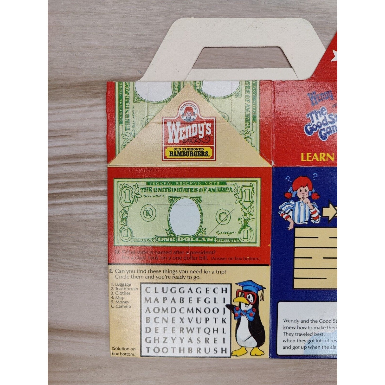 Vintage Wendy's Kids Meal Box Unused Good Stuff Gang 90s S1 (c) Fast ...