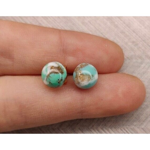 Vintage Turquoise Stud Pierced Earrings - image 4