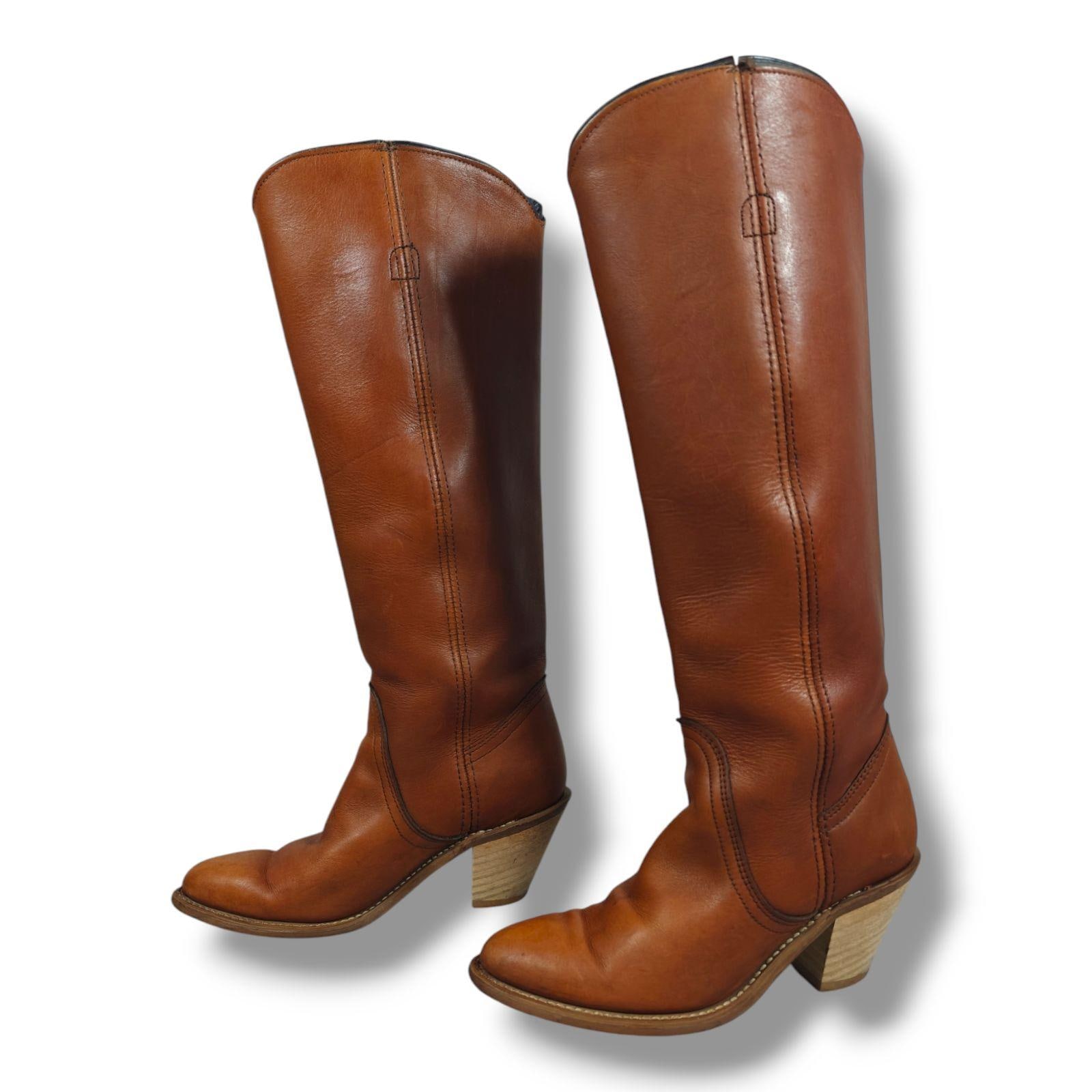 Vintage frye campus Leather Knee‑high Boots 5.5 Usa‑made Almond