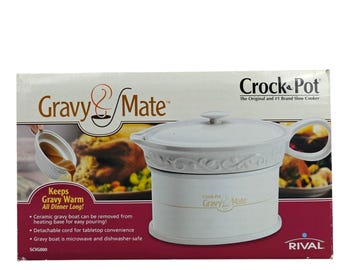 Rival Crock-Pot Gravy Mate Ceramic Warmer White Scroll Design New In Box