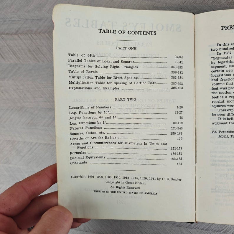 Smoley's Math Smoley's New Combined Tables C.K. Smoley & Sons 1951 Mathematics ...