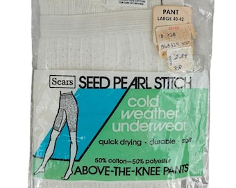 Vintage Sears Womens Cold Weather Underwear Pants White Large 50% Cotton NWT
