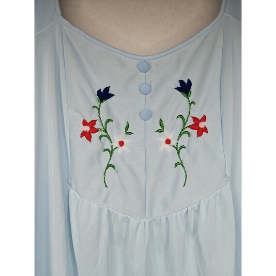 Vintage Sears Nightgown Blue Silky Nylon Long Wom… - image 3