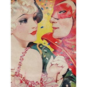 Vintage 1930s Henry Clive Art Deco Rare Pin-Up Textured Print Jazz Age Flapper