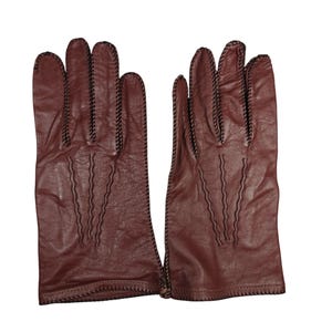 Vintage Women&#39;s Brown Leather Gloves Size 8.5 Large Unworn