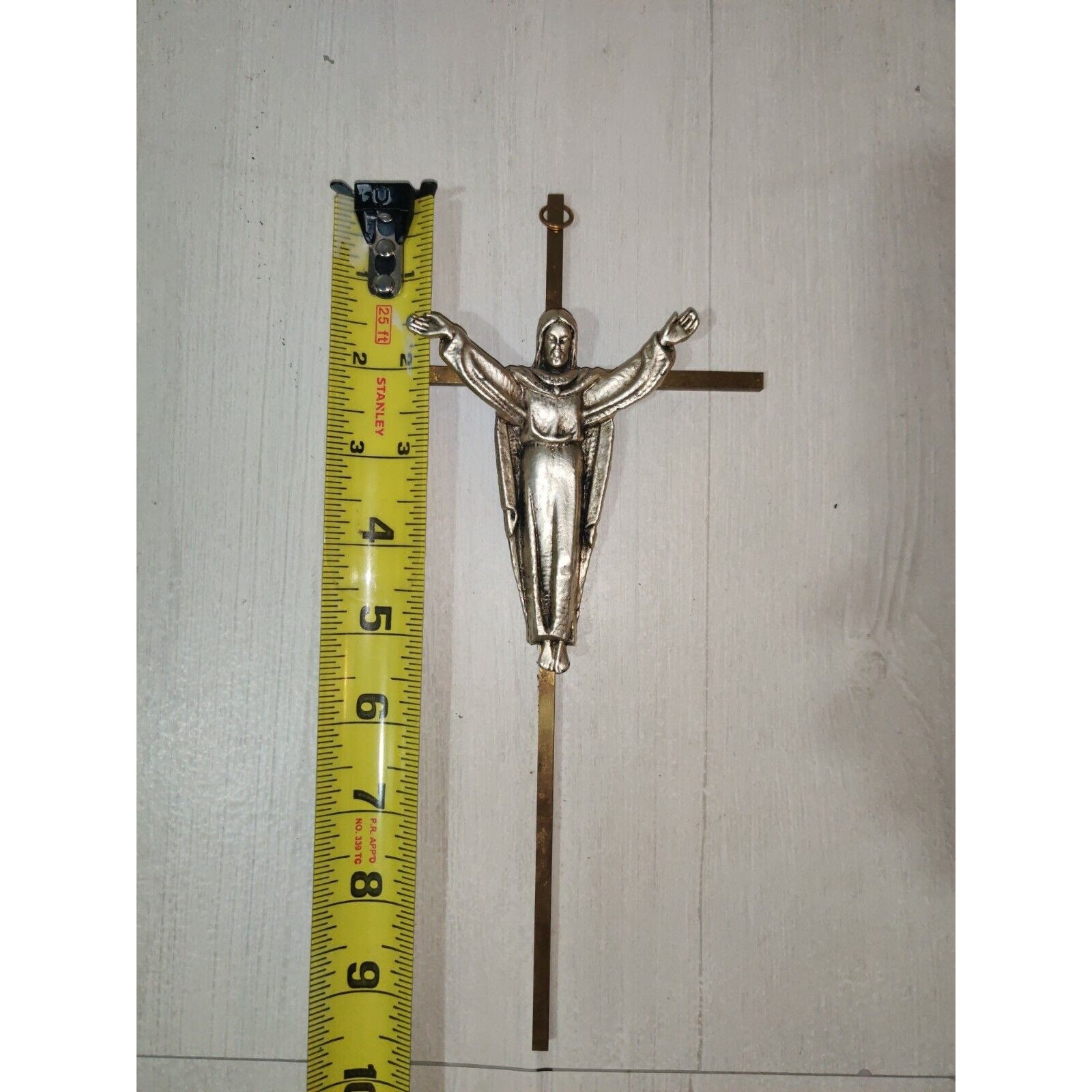 Crucifix Ancien En Laiton Du 19ème Siècle - 16 Cm, Jésus Christ, Décoration Murale - Allemagne, état Très Bon