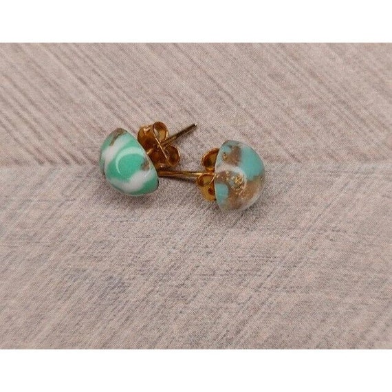 Vintage Turquoise Stud Pierced Earrings - image 5