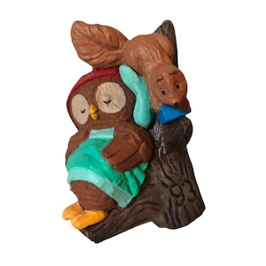 Vintage 1993 Hallmark Keepsake Owliver Owl Squirrel Figurine Christmas Ornament