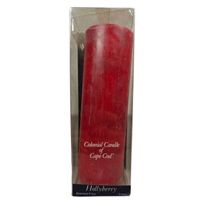 Vintage Colonial Candle Of Cape Cod Hollyberry Scented Red Pillar Candle 9&quot;