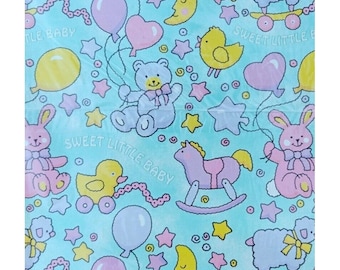 Vintage Carlton Cards Blue Pink Baby Birthday Shower Gift Wrap Paper New A7