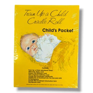 Train Up A Child Wiegrol Vintage Baby Devotional Dagboek mijlpaalkaarten NIEUW