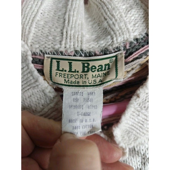 Vintage 80s 90s LL Bean Sweater Fair Isle USA Cot… - image 7