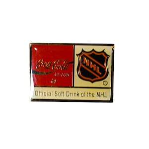 Vintage Coca-Cola Classic NHL Official Soft Drink Enamel Pin Gold-Tone 90s