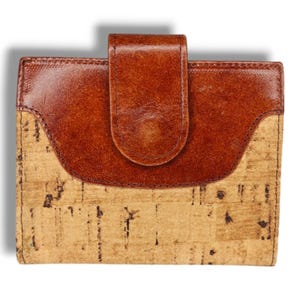 Cartera de piel de corcho con cierre a presión para mujer de Baronet vintage