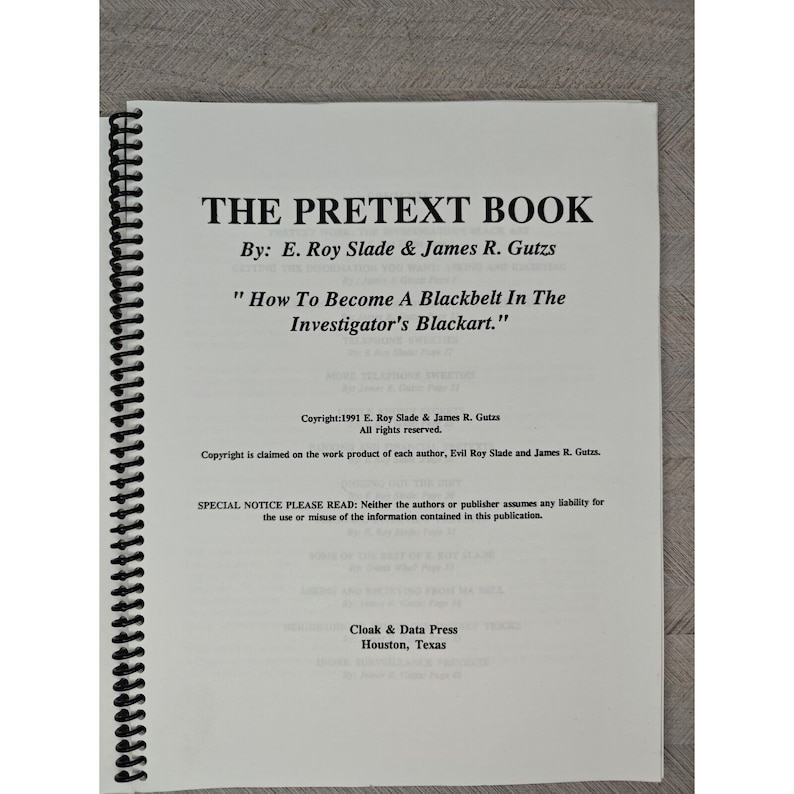 The Pretext Book PI's Black Book On Sweet Talking Evil Roy Slade James R. Gutzs image 4