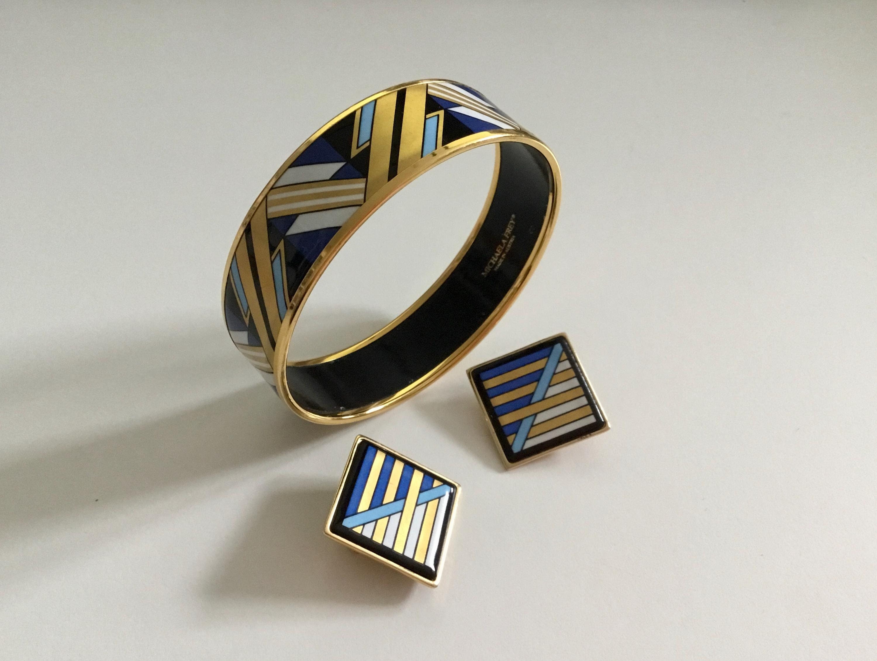 Michaela Frey バングル•イヤリング Michaela Frey Wien Gold Plated Enamel Hinged Bangle Bracelet