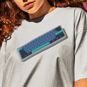 Fun Cool Geeky Nerdy Mechanical Keyboard and Keycaps Art Unisex Gift Graphic Tee T Shirt