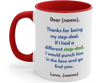 Step Dad Personalized Ceramic Coffee Mug, 11-15 oz Tea Cup, Step Father Gift for Him, Bonus Daddy Father's Day Present ideas Custom Name Gag