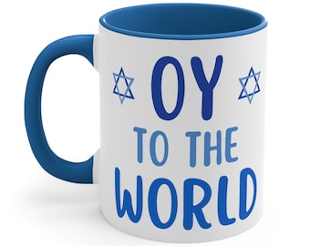 Hanukkah Ceramic Coffee Mug, 11-15 oz Tea Cup, Chanukah Present Gift for Woman, Let's get lit Menorah Latke Star of David Jewish Friend Cute