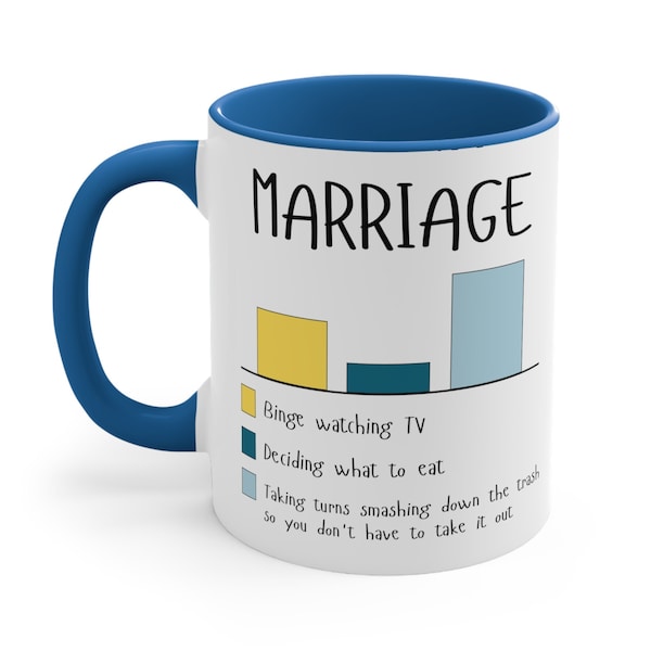 Funny Marriage Bar Graph Ceramic Coffee Mug, 11 - 15 oz Tea Cup, Chart Gift for Women, Husband Wife Christmas Weird Cute Saying Life Joke