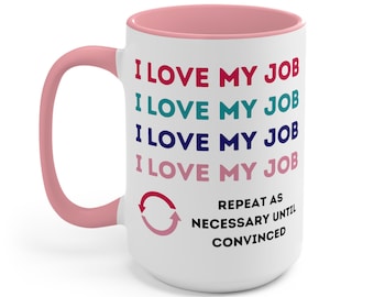 Funny Coworker Ceramic Coffee Mug, 11-15 oz Tea Cup Work, Gift for Woman Him Her Christmas Boss Stress Sarcastic Job Employee, Accent Color