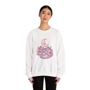 Moon Mahjong Sweatshirt | Smiling Moon Pumpkin Patch Crewneck | Halloween Tile Path Sweatshirt | Pastel Spooky Season Gift