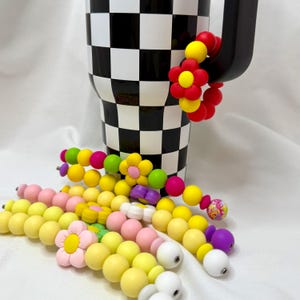 Floral Silicone Bead Charm: Tumbler, Bag, Purse Accessory