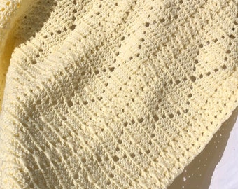 Coperta per bambini, Coperta per bambini all'uncinetto a mano, Baby Afghan, Coperta per bambini fatta a mano, Coperta per bambini all'uncinetto, Regalo doccia per bambini, Giallo neutro di genere