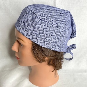 Geometric Blue Squares on White Background | Scrub Cap | Surgical Hat | Unisex | Doctor and Nurse Gifts