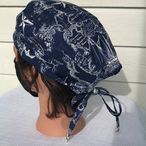Nautical on Navy | Scrub Cap | Surgical Hat | Unisex | Doctor and Nurse Gifts