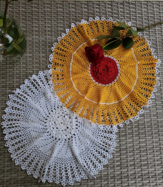 Rose Center Doily Crochet Pattern Etsy
