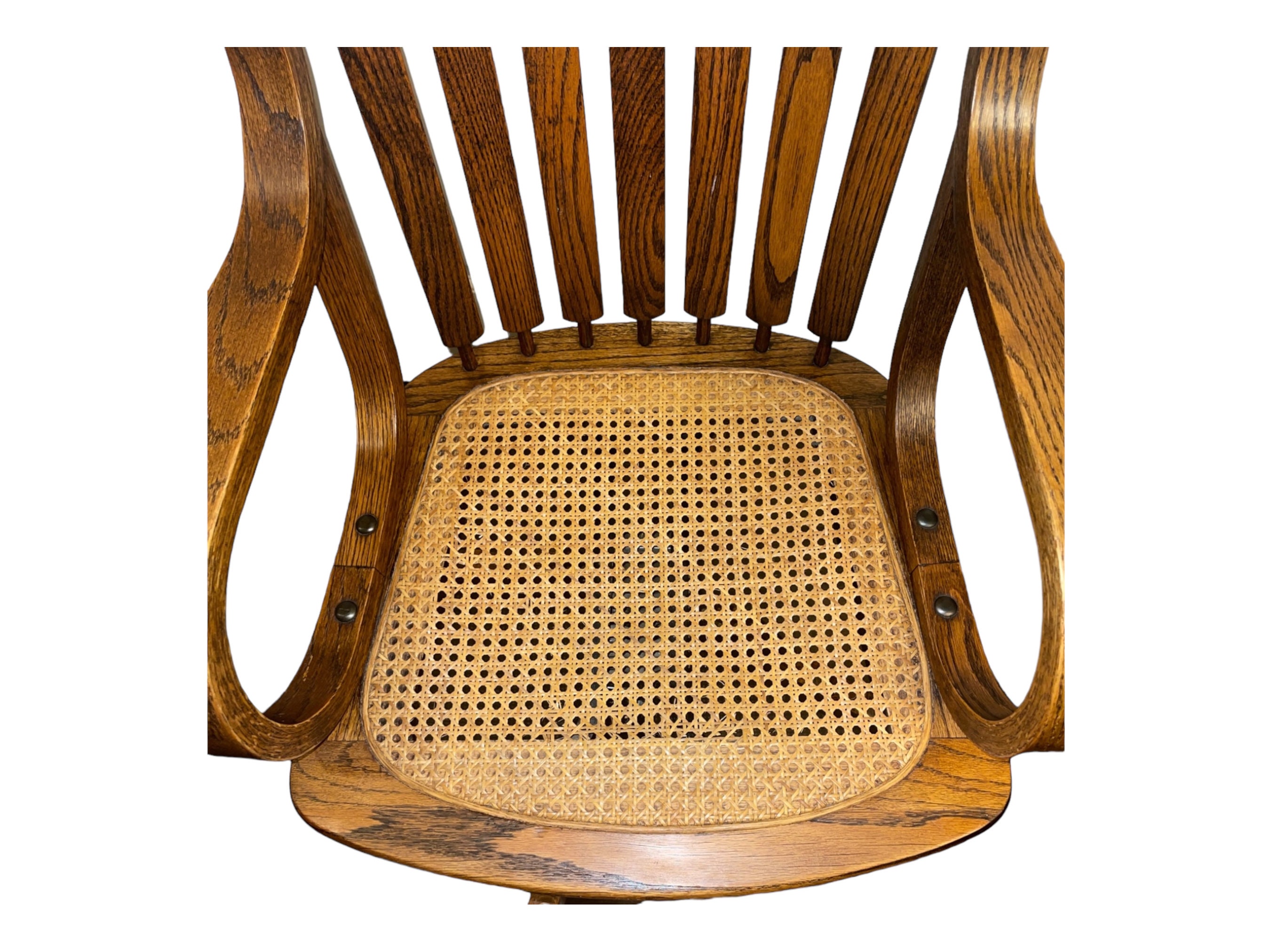 Rare Antique Oak Cane Press Back Office Chair Etsy