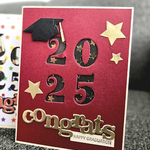 Carte de remise des diplômes 2025 faite main - Couleurs personnalisées, option carte-cadeau - Souvenir de félicitations pour les diplômés