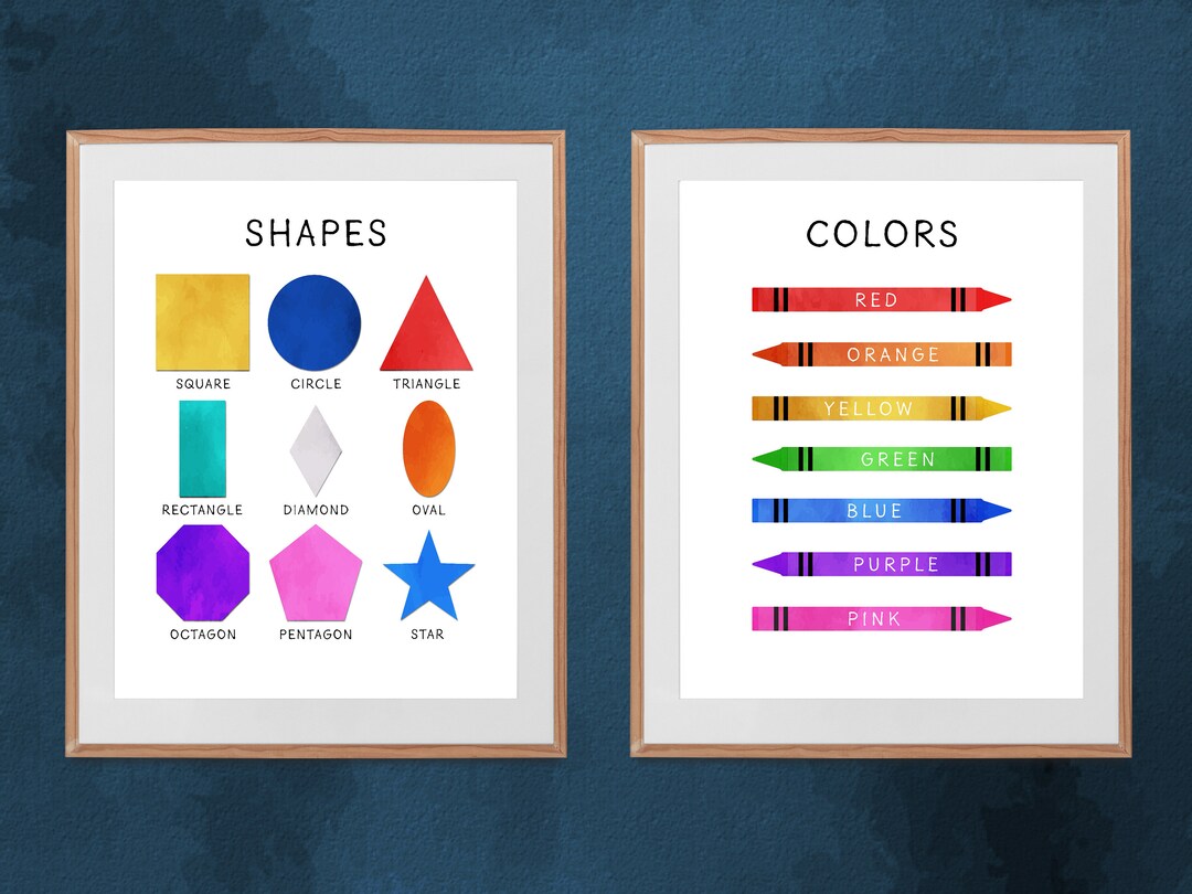 Shapes and Colors Printable Poster Bundle Homeschool Etsy